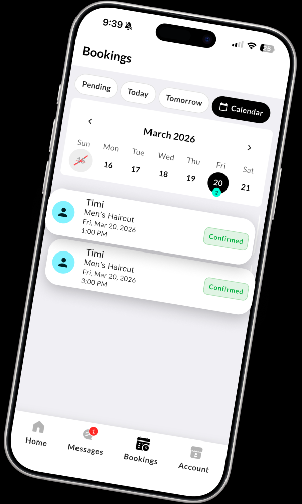 Sms2Book bookings calendar
